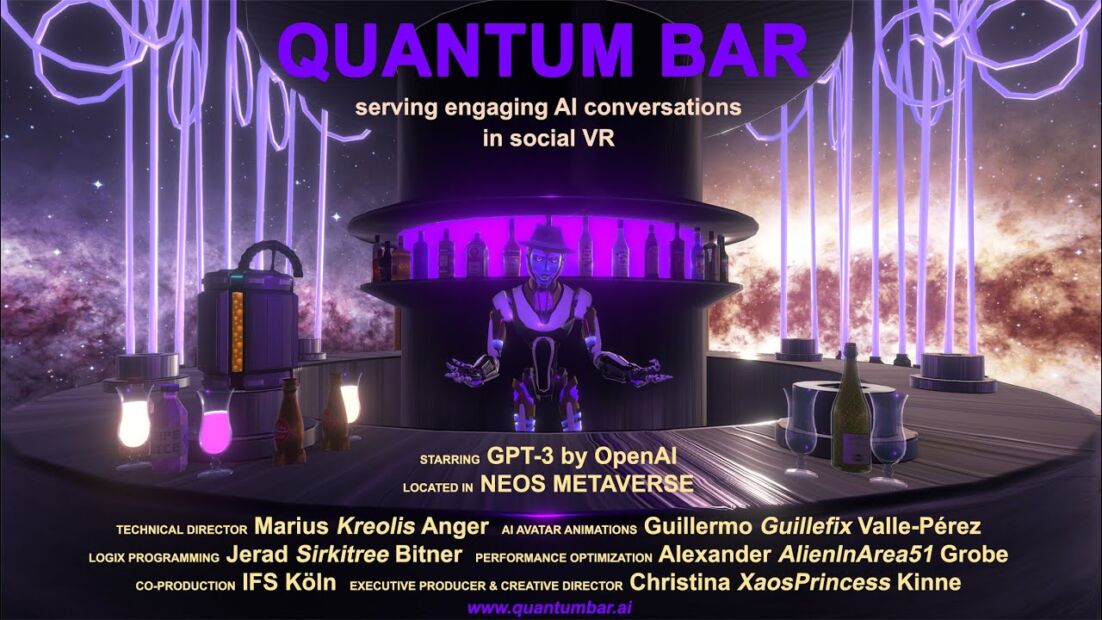 Screenshot of the Quantum Bar in Neos VR social VR platform